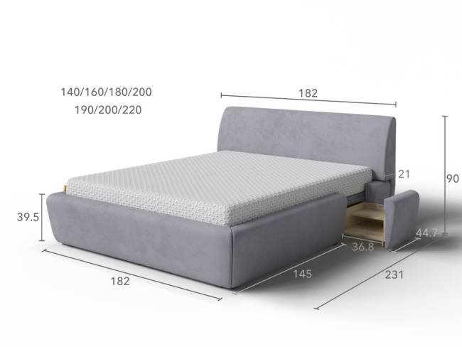 Кровать Concept с выдвижными тумбами