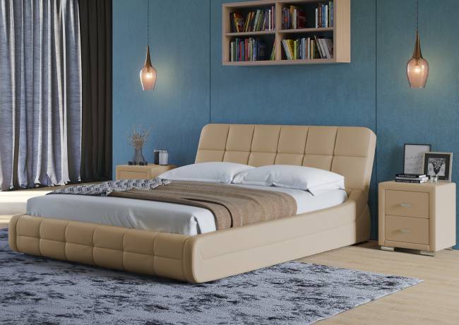 Кровать Corso 6, цвет: Экокожа Бежевая