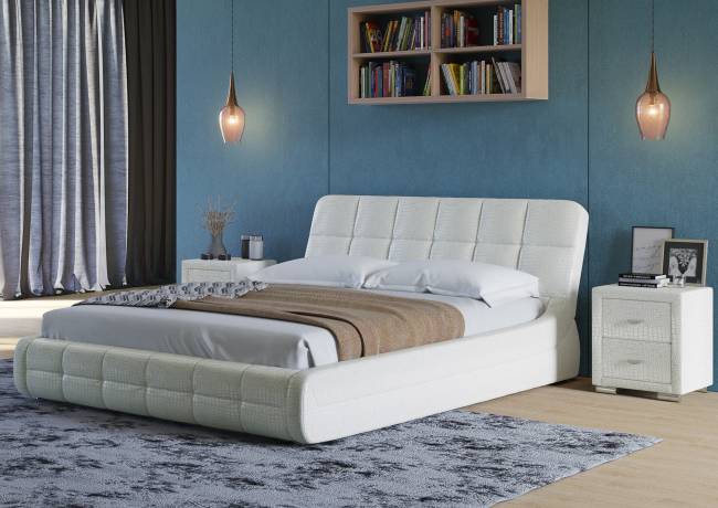Кровать Corso 6, цвет: Экокожа Кайман Белый