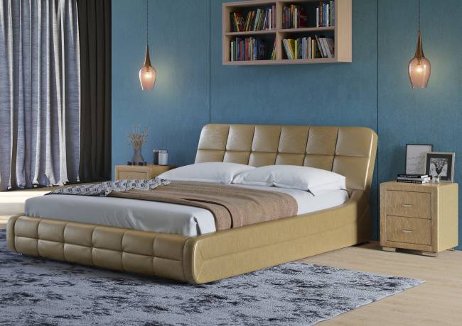 Кровать Corso 6, цвет: Экокожа Золото